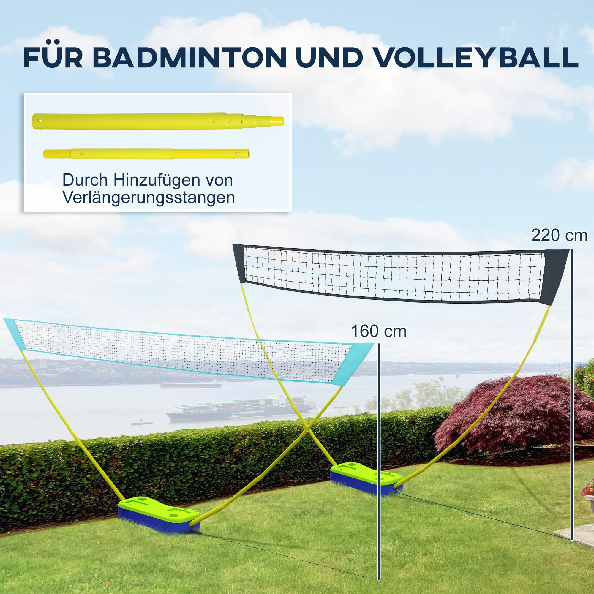 sportnow-2-in-1-badmintonnetz-4-m-mit-st-nder-verstellbar image 3