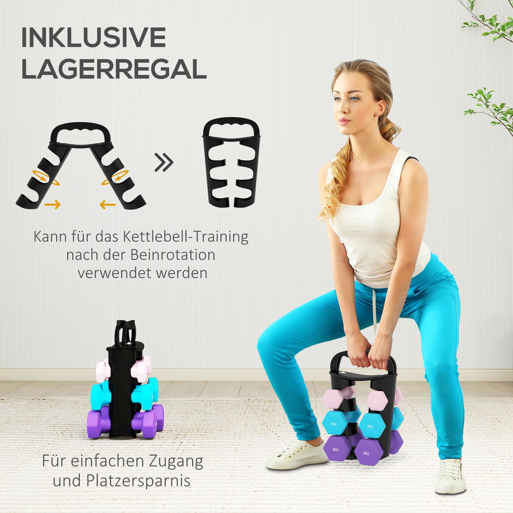 sportnow-hantel-set-6-kurzhanteln-12-18-kg-mit-st-nder-und-kettlebell-funktion image 4