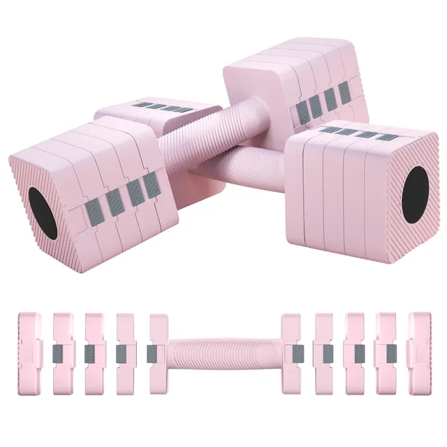 sportnow-hantel-verstellbar-2x5-kg-rosa-rutschfester-griff image 1