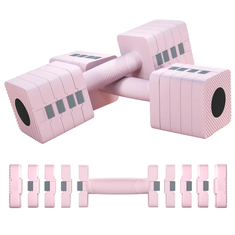 sportnow-hantel-verstellbar-2x5-kg-rosa-rutschfester-griff image 1