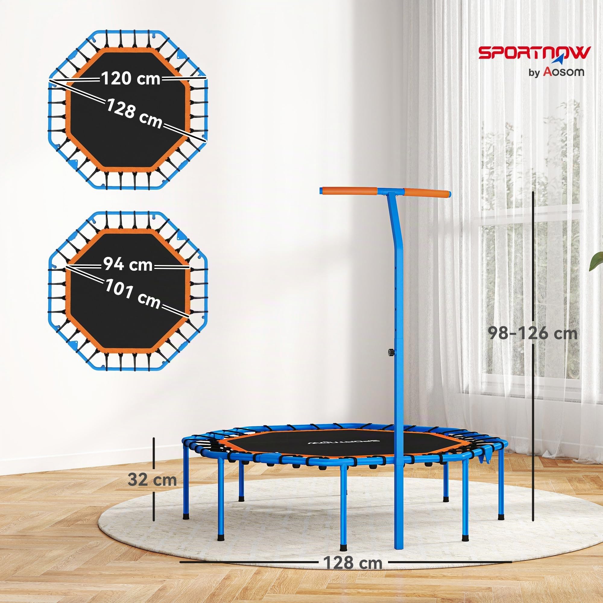 sportnow-fitness-trampolin-klappbar-128cm-mini-trampoline-mit-haltegriff image 7